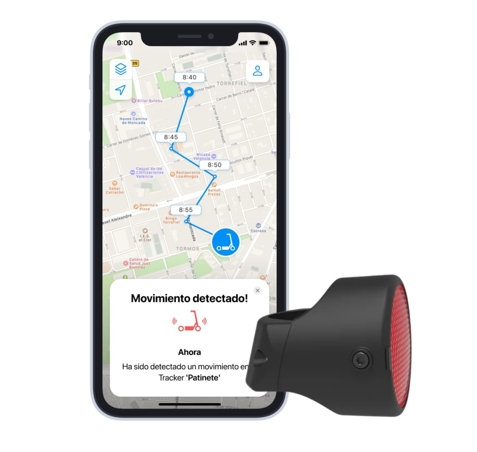 Invoxia Bike Tracker – Anti-Theft GPS Bike Tracker – Bike Reflector with Real-Time Alerts – 3-Year Subscription Included – Up to 3 Months of Battery Life – Discreet and Light – Waterproof