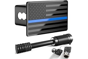 TOEASYTY Heavy American Flag Metal Trailer Hitch Cover for 2" inch Receivers,Tow Hitch Covers 2 Inch for Truck Accessories (with 5/8-Inch Pin Diameter Trailer Hitch Lock, Blue Line)