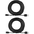 Smays 2-Pack 25ft Power Extension Cable Compatible for WyzeCam, Wyze Cam Pan, Nest Cam Indoor, Blink, Yi Camera, USB to Micro USB Charging Cord (Black)