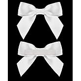 Rainbow Pana 100 Pack Self Adhesive Ribbon Bows White Bows Premade 2" Small Satin Bows for Balloons Package Craft Gift Wrapping Wedding Baby Shower Birthday Party Decorations