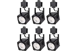 mirrea Bulb Replaceable LED Track Lighting Heads for Black H Type Rail Square Ceiling Spotlight with 8W GU10 Bulb 90 CRI 3000K Warm White 38° Beam Angle Pack of 6