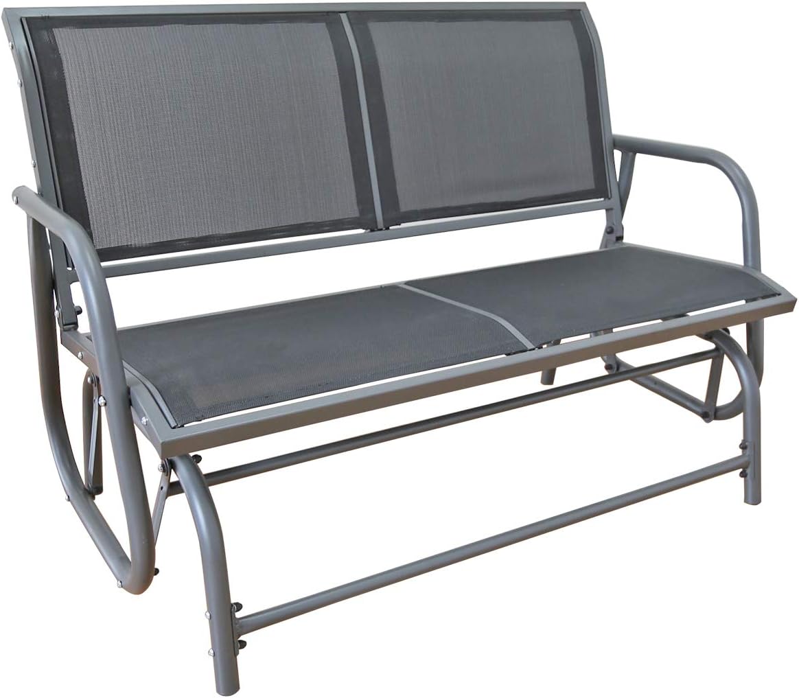 Yardeen Porch Swing Glider Chair Loveseat Rocking Bench Garden Seating, Double Grey Mesh