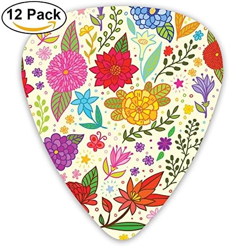 Yenba Floral Flower Cool Acoustic Electric Medium Guitar Picks (12-Pack) Boys Classical 0.46/0.71/0.96 Mm Guitar