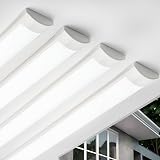 Qsmile 4FT LED Batten Light 4 Pack 32W 6500K 3550lm PC Body Indoor