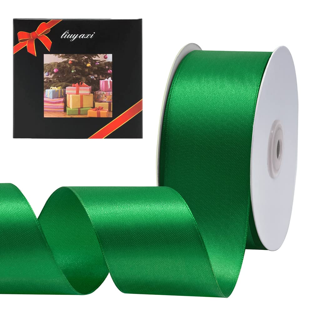 Photo 1 of Solid Color Double Faced Green Satin Ribbon 2" X 50 Yards, Ribbons Perfect for Crafts, Wedding Decor, Bow Making, Sewing, Gift Package Wrapping and More