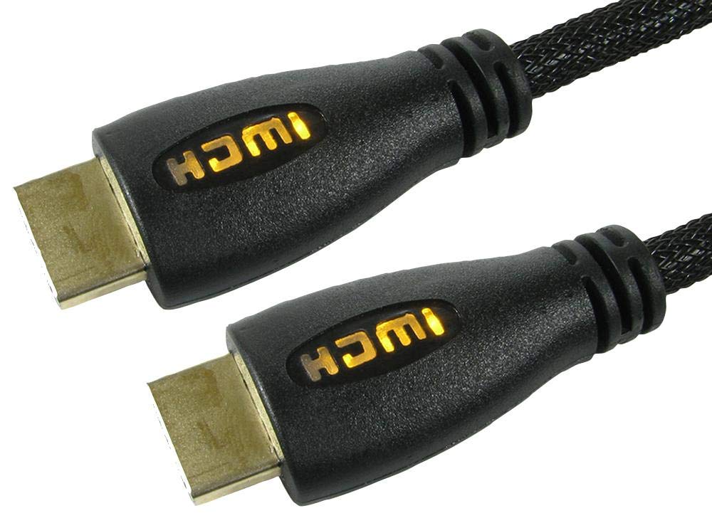 Pro Signal 99HD4-02YW 4K HDMI Cable with Ethernet, 2m – Braided, Yellow LED Display, Gold-Plated Connectors, ARC Support, 2160p @60Hz