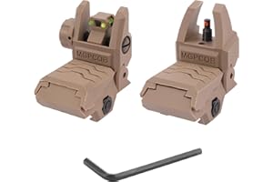 JORMIX Folding Fiber Optic Sights Flip Up Sights Front and Rear Back up Sights for Picatinny Weaver Rails with Red Green Full Dots Polymer