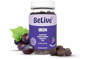 BeLive Iron Gummies - Multivitamin Supplement with Vitamin C, A, B & Zinc, Supports Blood Oxygen, Vegan Iron Supplements for Women, Men & Kids for Growth and Development - Grape Flavor | 1-Pack