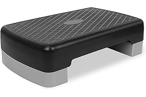 HOOKUNG Height-Adjustable 4"-6" Step Aerobics Platform Fitness Equipment Stepper Trainer Exercise Step Platform with 2 Riser