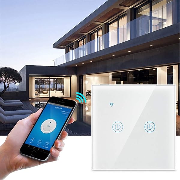 Interruptor de Luz Inteligente Interruptores de Luz Tctil Wifi que Funcionan con Alexa y Control Remoto de la Aplicacin Google Home Funcin de Sincronizacin Sin Cable Neutro Control de 2 Luces