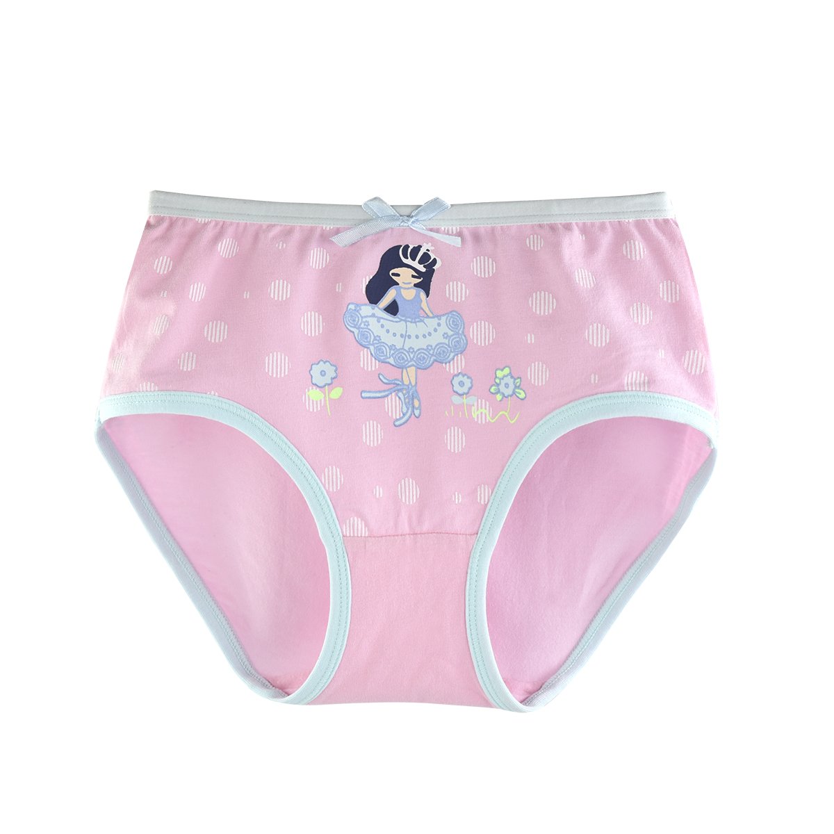 slaixiu Cotton Girls Underwear Briefs Cute Polkadot Cartoon Kids Panties 6-Pack(UW234-120)