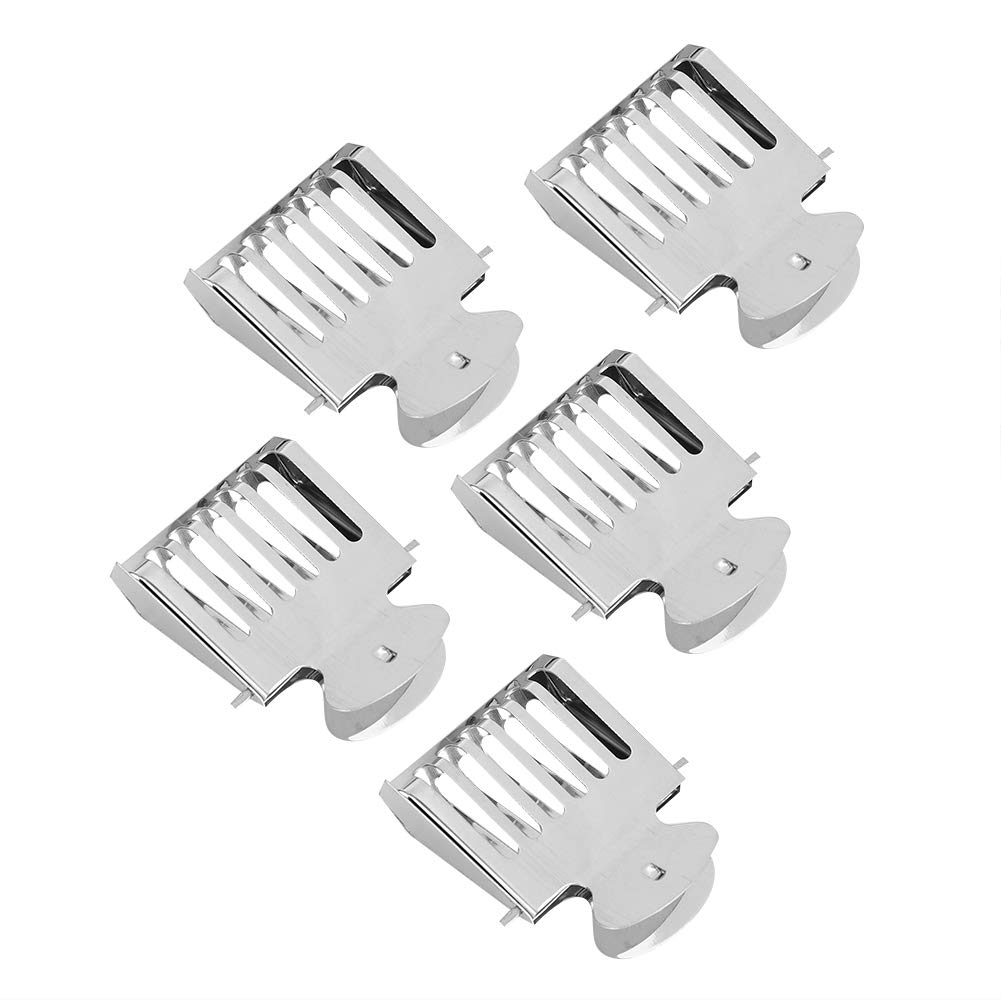 Queen Bee Catcher Clip, 5Pcs Beekeeping Queen Cage Catcher Clips Stainless Steel Book‑Clip Type Cage Escape Guard Anti‑Running Device for Bee