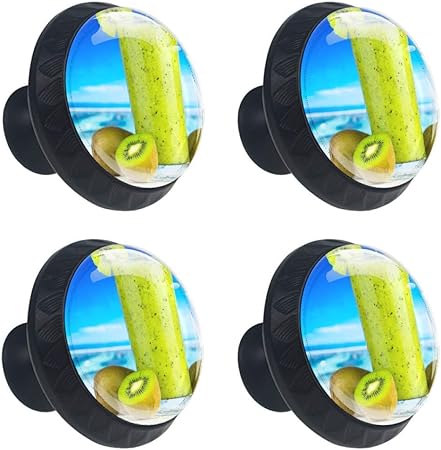 Kiwi Milkshake Armario Manija Lente cristalina convexa con figura 3D