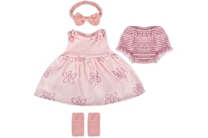 WOOROY 4Pcs Reborn Baby Doll Clothes - 16-20 inch Pink Butterfly Baby Doll Clothes, Perfect for Lifelike Reborn Girls