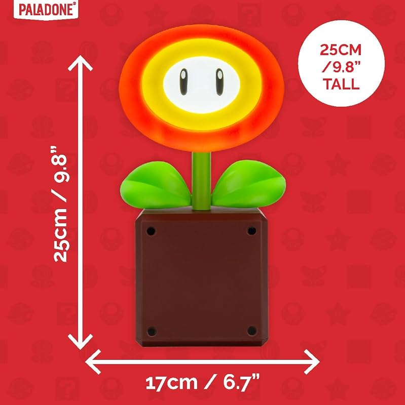 Nintendo Super Mario Fire Flower Licenciado Oficialmente Lâmpada de Secretária LED da Nintendo, Luz de Gamer Alimentada por USB, Presente de Decoração de Casa