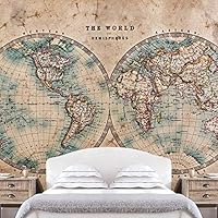 Wall Mural Map Removable Self-Adhesive Wallpaper Wall Decoration for Bedroom Living Room - 66x96 inches