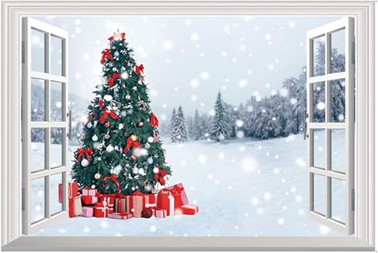 Amazon Com Zhenleisier Wall Sticker 6pcs 3d Window Christmas