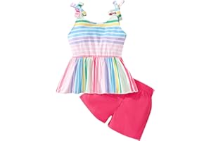 zarmfly Toddler Girls Clothes Summer Short Set Outfit Tie Knot Shoulder Sleeveless Ruffle Tops and Shorts 2PC Clothing Set