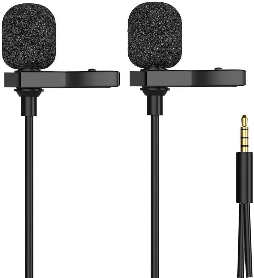 Elektro Dual-Head Lapel Collar Mic Microphone with 12ft Cable for Singing