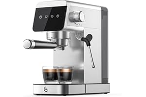AMZCHEF MZCHEF Espresso Machines with LED Touch screen, Espresso Coffee machine Equip 20Bar Pressure System, Cappuccino Machine, Compact Latte Machine for Home Gifts,Silver
