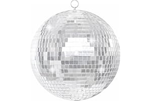 WEIKA Mirror Disco Ball, 12 Inch Large Hanging Silver Mirror Ball for DJ Club, Stage Bar,Birthday Party Disco Party Decoration