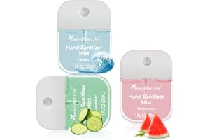 Beautifier Life Mini Portable Hand Sanitizer Spray (3-Pack) - Pocket-Sized 1 Fl Oz Travel, Ultra-Soothing 70% Alcohol Formula, Power Mist, No-Rinse Fast-Dry - Ocean Watermelon Cucumber