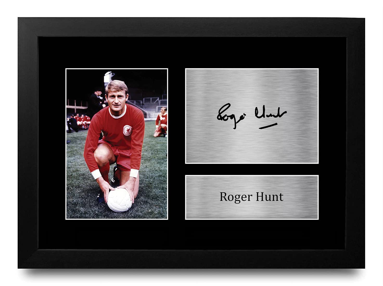 HWC Trading FR A4 Roger Hunt Liverpool Gifts Printed Signed Autograph Picture for Football Fans and Supporters - A4 Framed