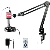 NICE-POWER Digital Microscope Camera, 13MP 1080P HDMI VGA Industrial Video Microscope, 150X Zoom C-Mount Lens, Foldable Stand, LED Ring Light, Soldering Microscopes for Electronics Repair