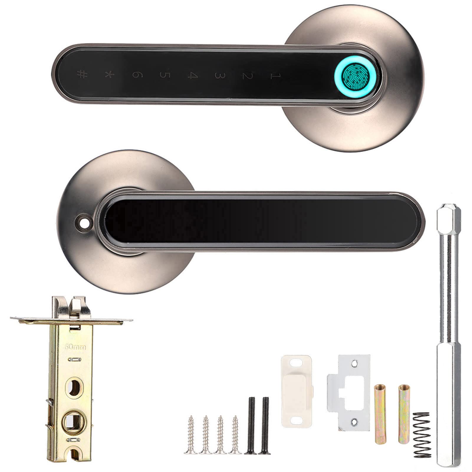 Biometric Lock, Fingerprint Door Lock Smart Electronic Digital Door Handle App Bluetooth Password Unlock Keyless Entry Lever (Black)