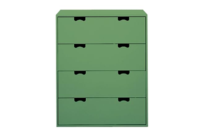Aprodz Mango Wood Storage Cabinet Bow Chest of 4 Drawers Furniture for Living Room | Light Green
