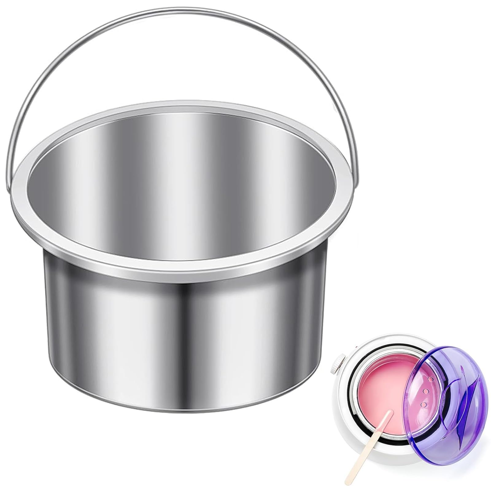 FOMIYES Hot Wax Warmer Pot Replacement, Electric Wax Heater Aluminum Pot, Facial Skin Hair Removal Spa Tool, Hair Removal Inner Pot Can, Wax Depilatory Machine for Salon (Silver)
