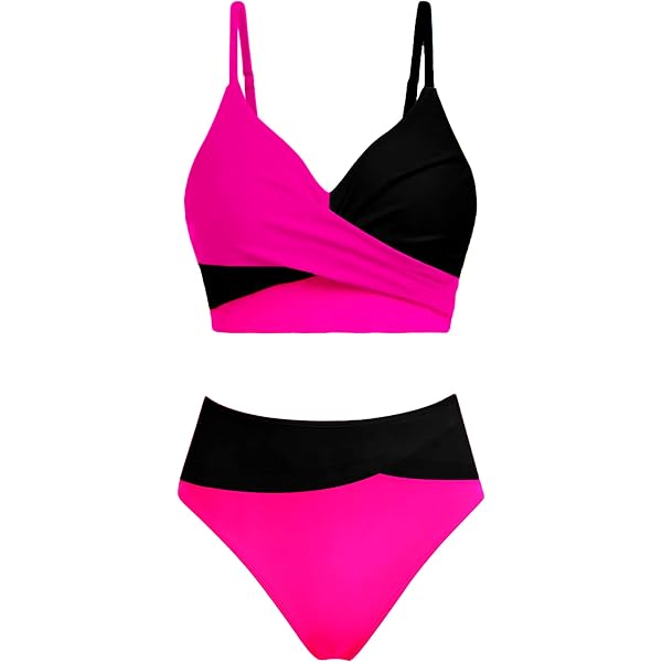 ESHOO Trajes De Baño De 2 Piezas Para Niñas, Lindos Conjuntos De Bikini Con Cuello En V, Traje De Baño Cruzado Con Almohadilla Para El Pecho Para Niñas Adolescentes, Azul