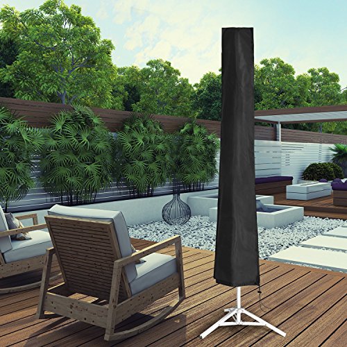 Patio Umbrella Covers Parasol Outdoor Offset Covers Waterproof Fits 7ft to 11ft Umbrellas for Market Umbrellas Large with Storage Zipper Bag, Black - Thumbnail 6