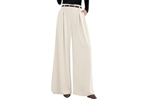 PRETTYGARDEN Womens Fall Wide Leg Trousers 2025 High Elastic Waist Loose Pleated Long Flowy Palazzo Work Pants with Pockets