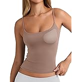 PINKMSTYLE Tank Tops for Women Built in Bra Basic Double Lined Summer Spaghetti Strap Sleeveless Camisole Top Workout Shirts
