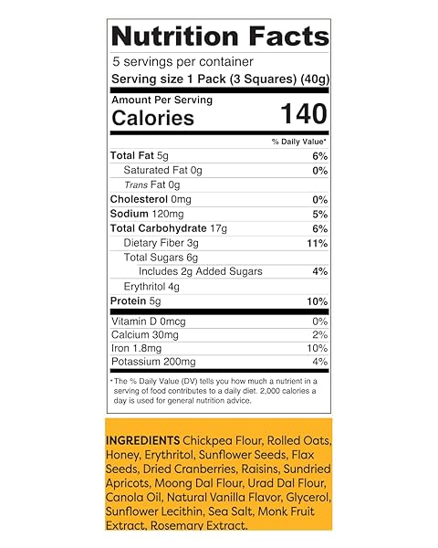 TRUEATS CHEWY GRANOLA SQUARES – MIXED FRUIT – PLANT BASED PROTEIN, SNACK BAR – LOW GLYCEMIC, RICH IN PROTEIN & FIBER, GLUTEN FREE, DAIRY FREE, NUT FREE, HEALTHY SNACK, BREAKFAST (3 SQUARES PER PACK) – (5 PACK)