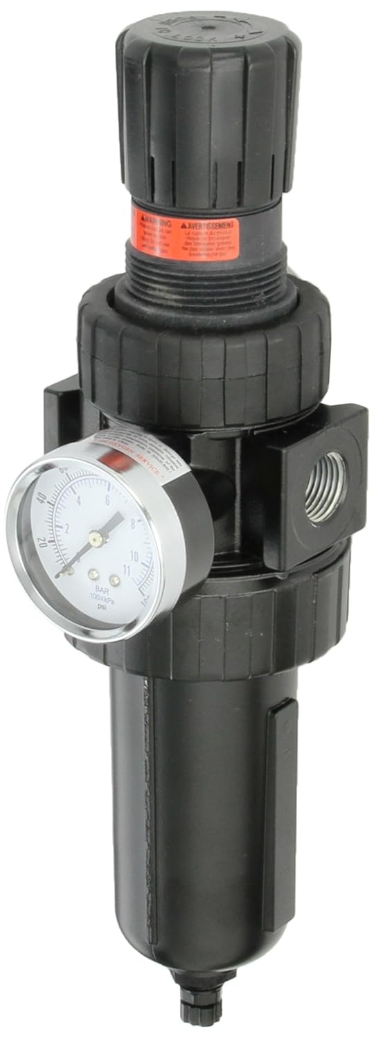 Parker 07E37A18AC One Piece Filter/Regulator, 1/2" NPT, Metal Bowl