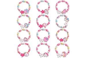 12-Pack Unicorn Costume Bracelets, Wooden Beaded Stretchy Bracelets for Party Favors, Gifts & Fun Accessories