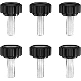 MewuDecor M6 x 15mm Threaded Knurled Thumb Screws, Round Plastic Clamping Knobs Grip Thumbscrew Bolts, Carbon Steel, Black, 6 PCS