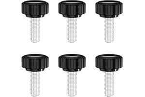 MewuDecor M8 x 15mm Threaded Knurled Thumb Screws, Round Plastic Clamping Knobs Grip Thumbscrew Bolts, Carbon Steel, Black, 6 PCS