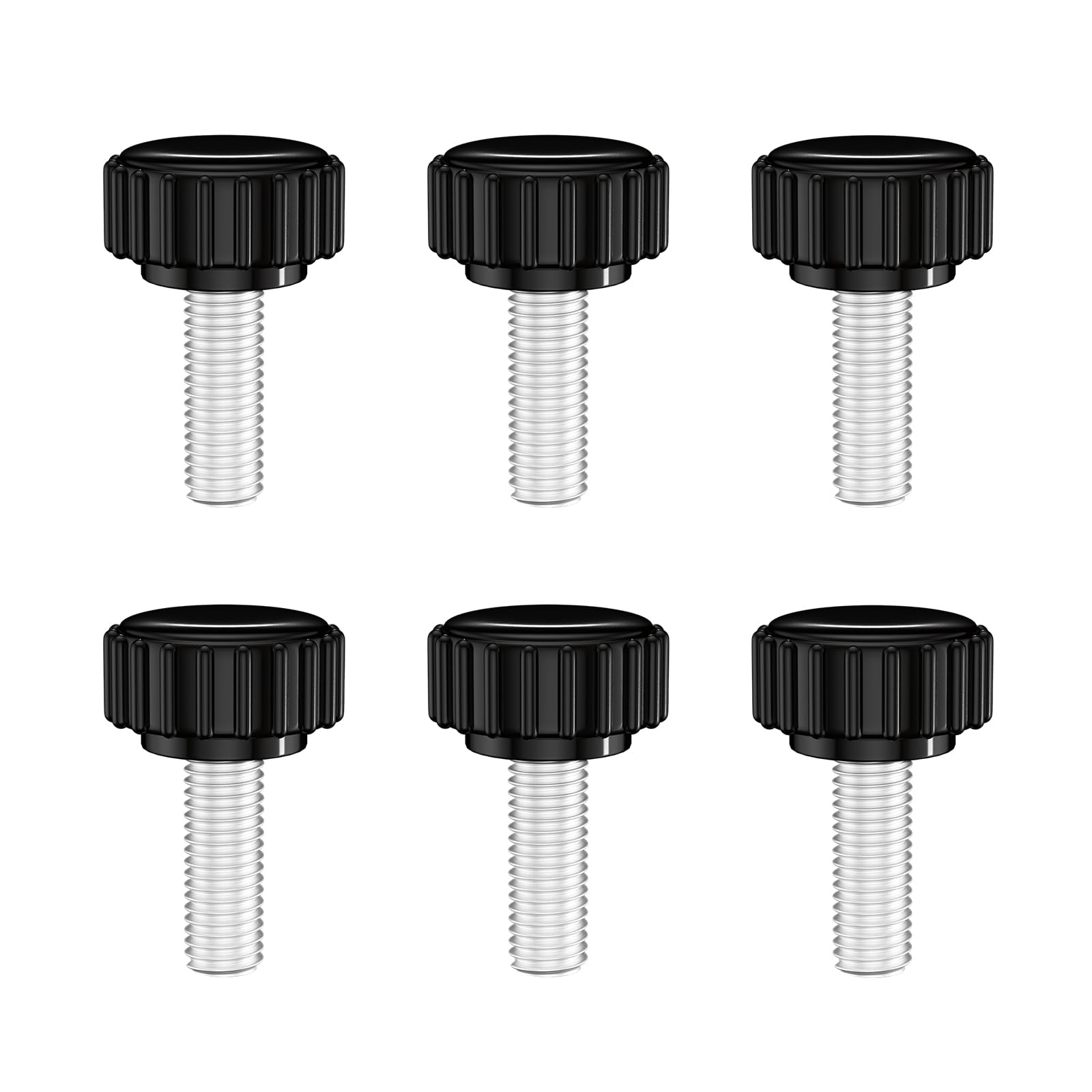 Photo 1 of MewuDecor M8 x 15mm Threaded Knurled Thumb Screws, Round Plastic Clamping Knobs Grip Thumbscrew Bolts, Carbon Steel, Black, 6 PCS
