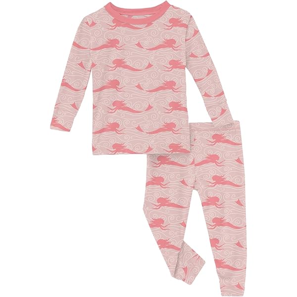 Womens Pant Kic Kee Pants Baby Girls' Print Long Sleeve Pajama Set Toddlerlittle Big Kids 831608 Kickee Pajamas