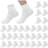Yuanan 30 Pairs White Ankle Socks for Women, Athletic Ankle Socks Low Cut Sock Cotton Breathable Wicking Thin Ankles Sockes Bulk Gym Athletic Crew Sock for Adult Running Gym Workout