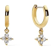 Ana Luisa Huggie Hoop Earrings - Solitaire Pendant Charm Earring - Dainty Hoop Earrings in 14K Gold Plated & Silver Rhodium Plated - Hypoallergenic, Water-Resistant, and Tarnish-Free - Gifts for Women