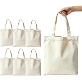 ORJ 6 PCS 15 x 16 Inch Blank Canvas Tote Bags for sublimation, DIY customization blank polyester tote bags