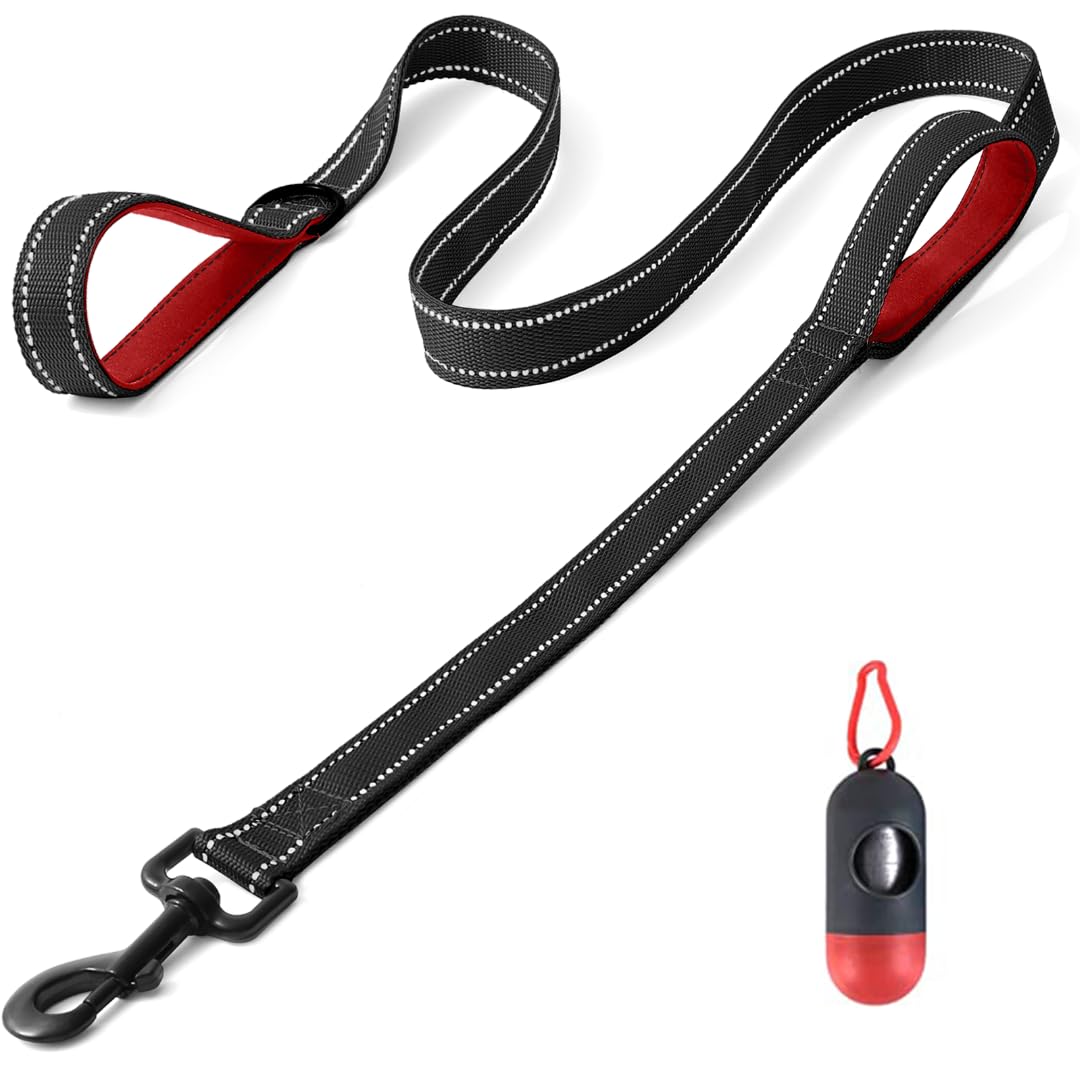 Belababy Dog Training Leads with Soft Padded Handles, 1.5M Basic Dog Leashes with Trash Bag Storage Box, Reflective Heavy Duty Nylon Dog Leads for Small Medium Large Dogs