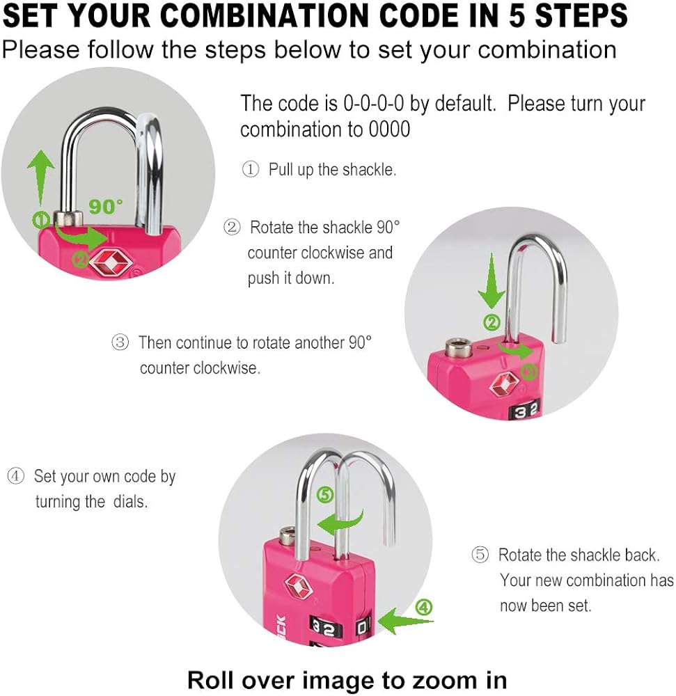  | TSA Approved Travel Luggage Locks, Open Alert Combination Lock for School Office & Gym Locker, Toolbox, Pelican Case, Pink 1 Pack | Luggage Locks