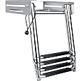 4-Step Stainless Steel Sliding Dive Ladder - Telescoping Ladder for Pontoon Boat, 900 lb Capacity