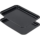 Small Baking Sheet 2 Pack, Shinsin 8 Inch Nonstick Baking Pans for Oven w/Rimmed Border, Professional Reusable Baking Trays for Toaster Oven Replacement