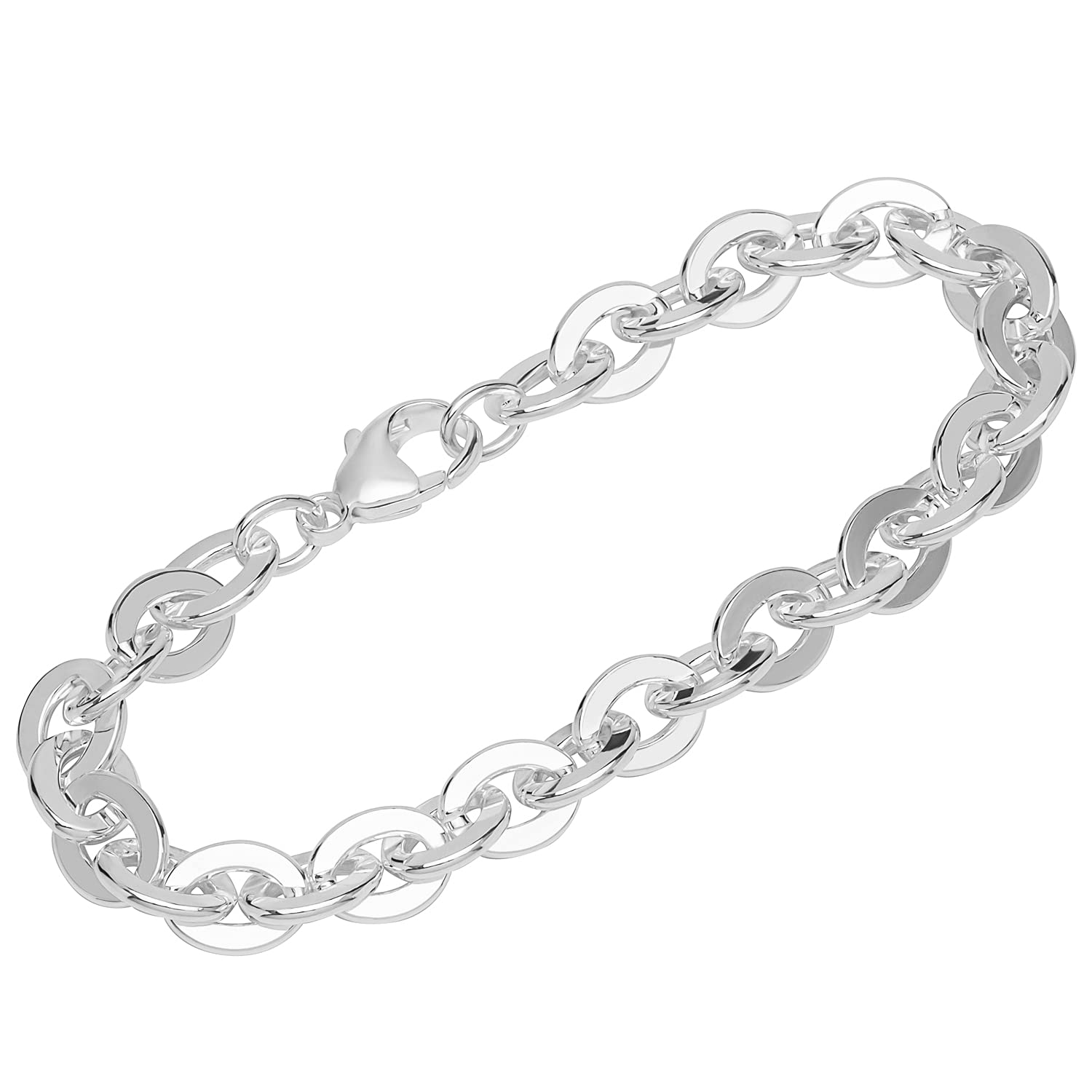 NKlaus bracelet 925 Sterling Silver 22cm wide anchorchain flat rolled men bracelet chain 12262